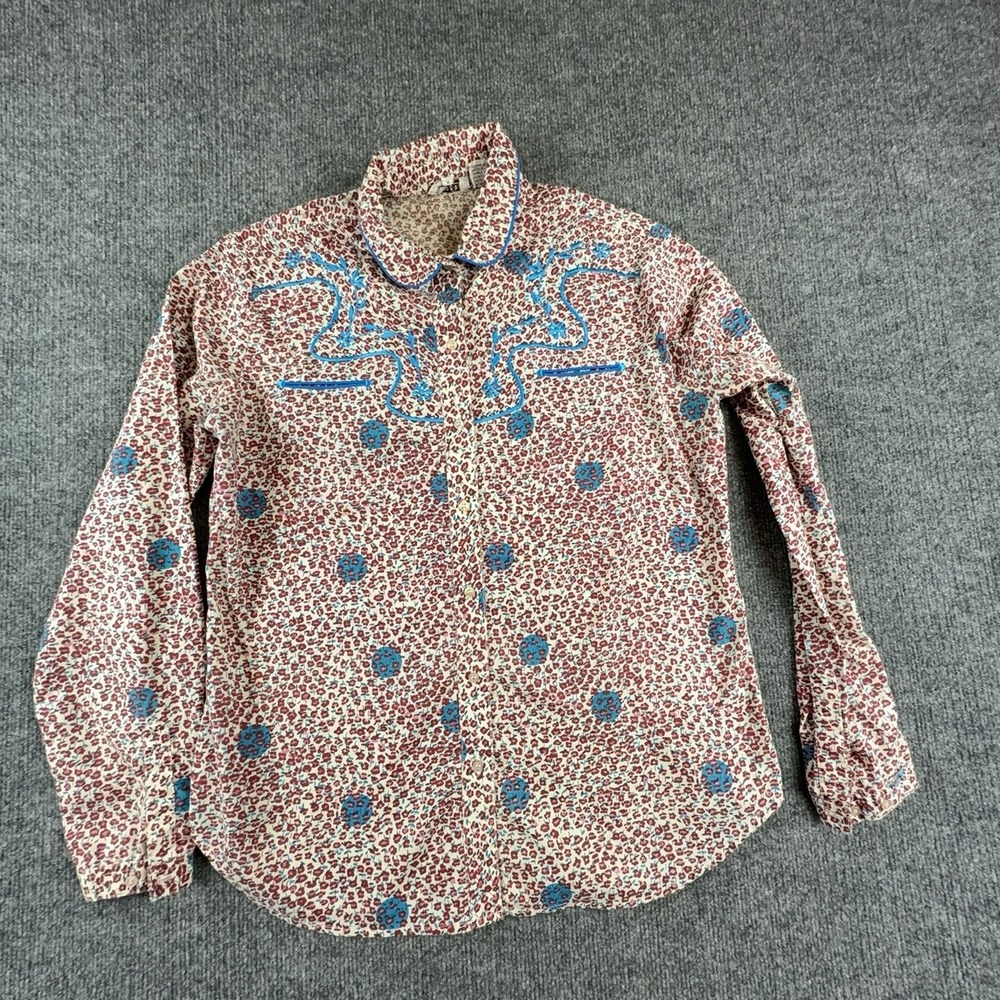 New Era Shirt Womens 14 Multicolor Floral Embroidered Western Button Front Top